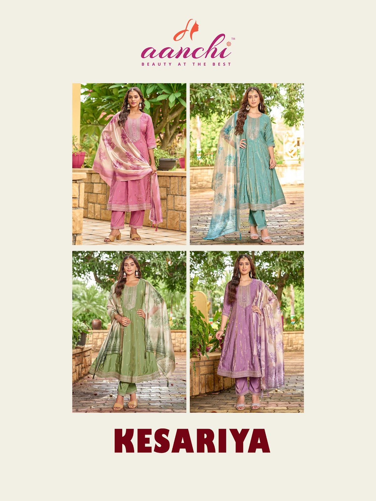 Kesariya Aanchi Roman Simmer Readymade Anarkali Suits Wholesale Rate