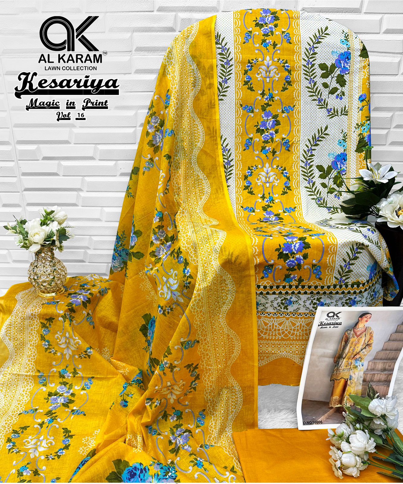 Kesariya Magic In Print Vol 16 Al Karam Cambric Karachi Salwar Suits Supplier Gujarat