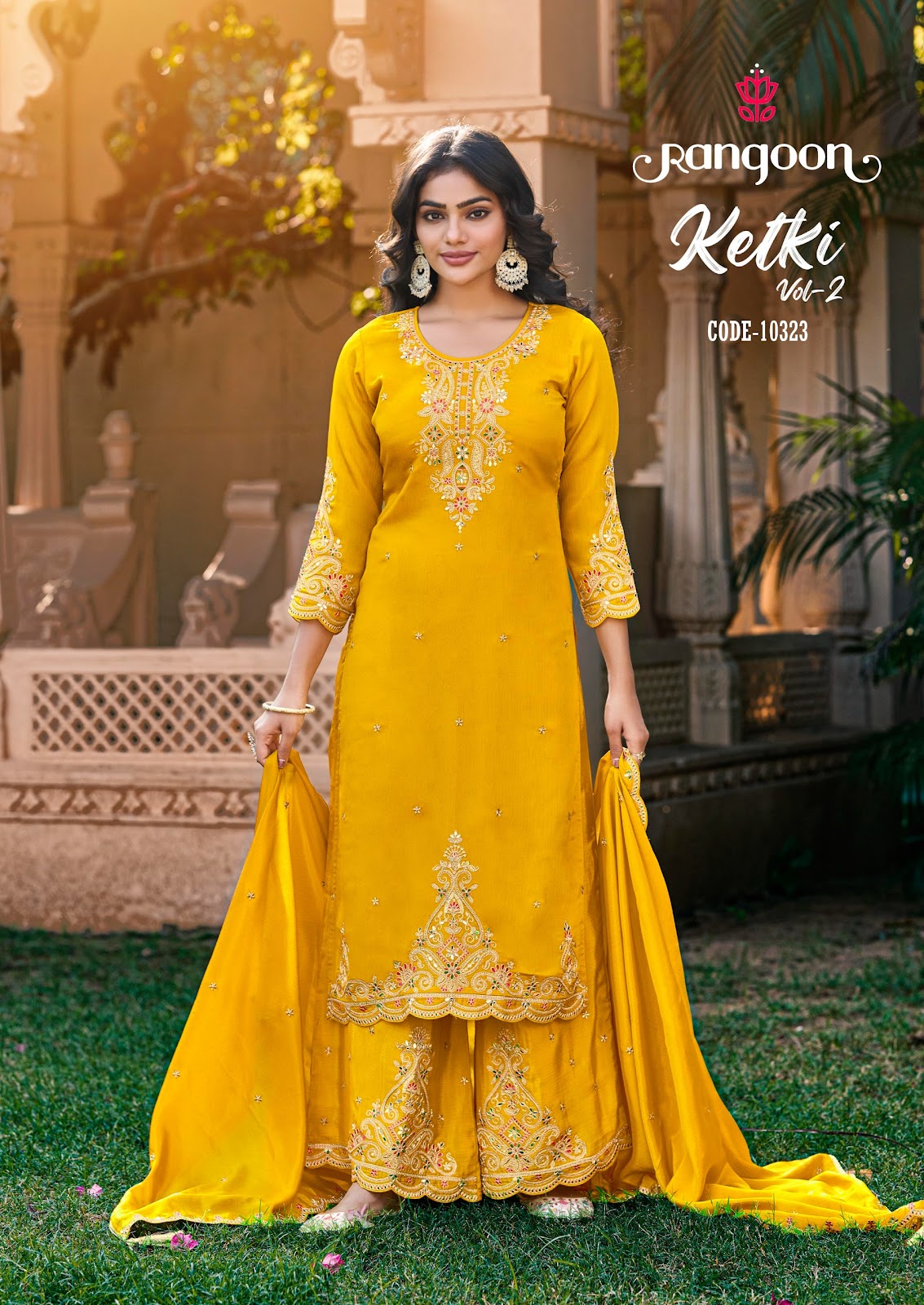 Ketki Vol 2 Rangoon Chinnon Readymade Plazzo Style Suits Supplier