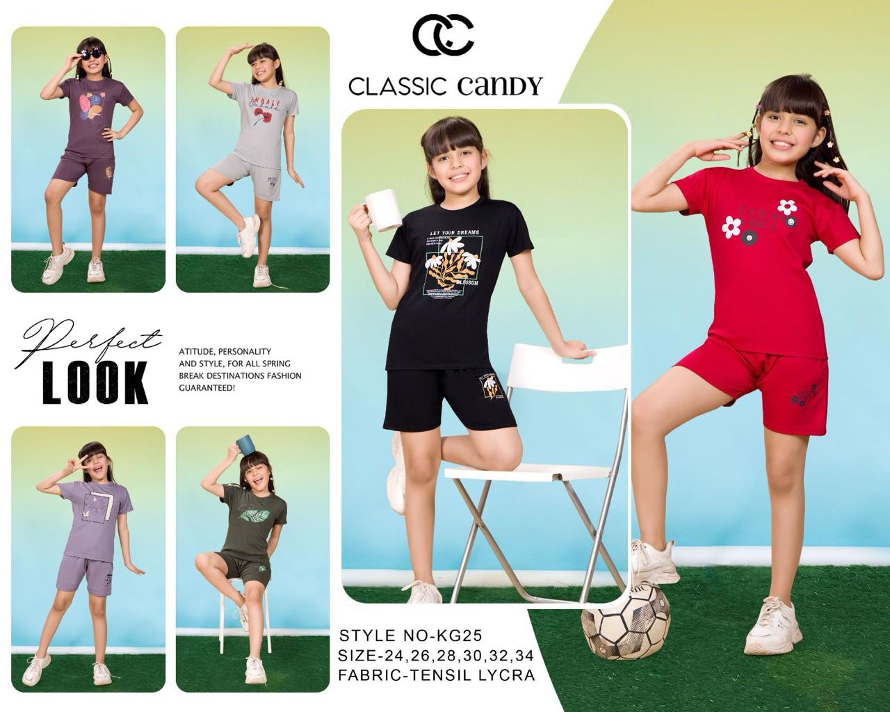 Kg 25 Classic Candy Tencil Lycra Girls Shorts Set Manufacturer Gujarat