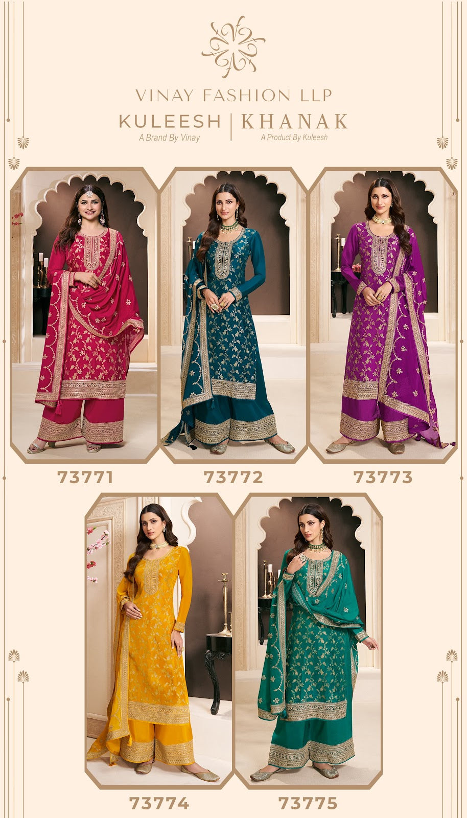 Khanak Kuleesh Vinay Fashion Llp Silk Jacquard Plazzo Style Suits Wholesale Price