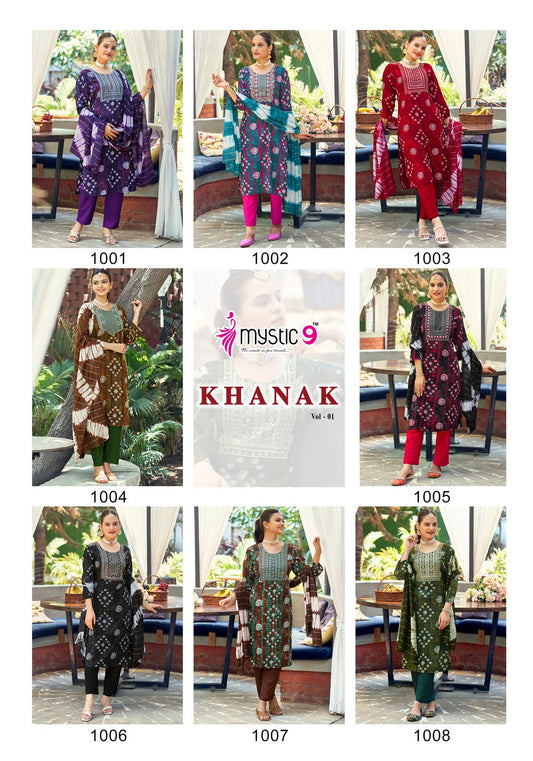Khanak Vol 1 Mystic 9 Rayon Readymade Pant Style Suits
