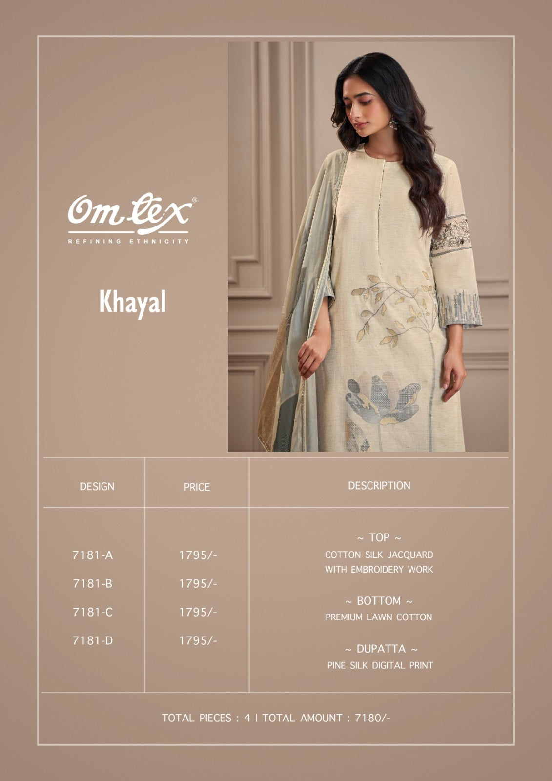Khayal Omtex Cotton Silk Plazzo Style Suits Manufacturer India