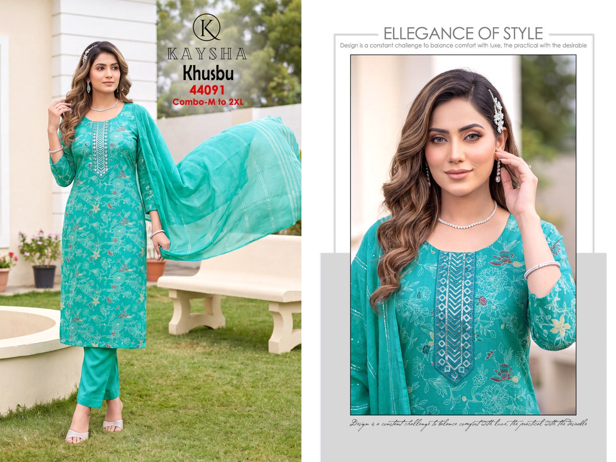 Khusbu Kysa Vertican Readymade Pant Style Suits Exporter Ahmedabad