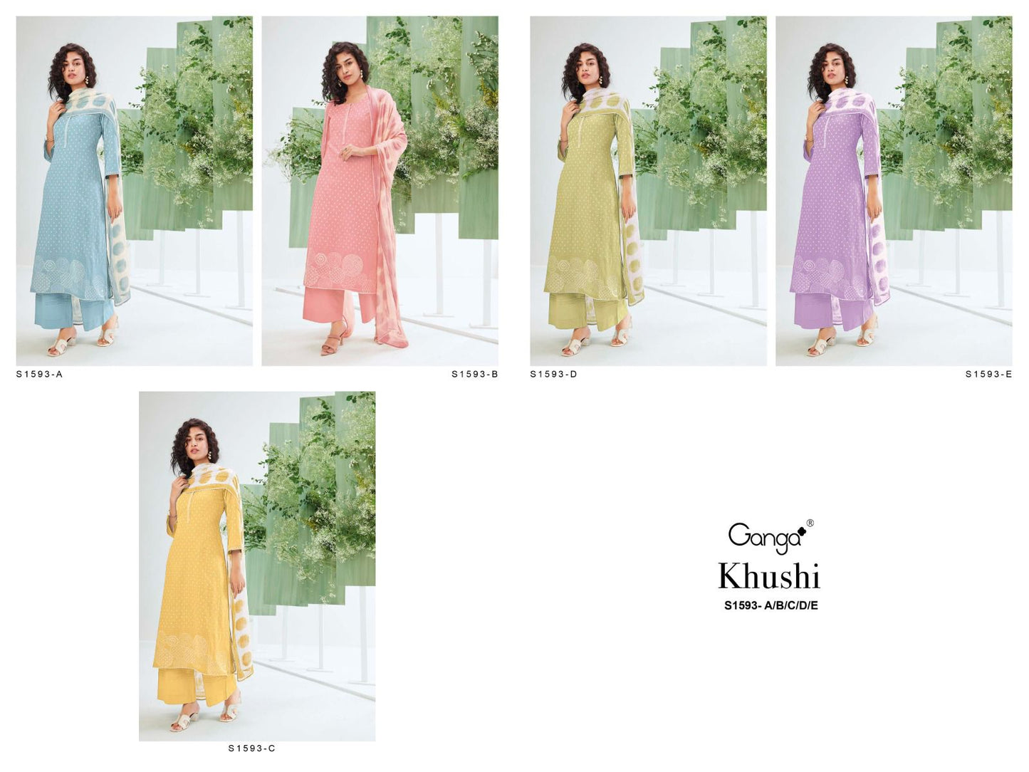 Khushi-1593 Ganga Premium Cotton Plazzo Style Suits