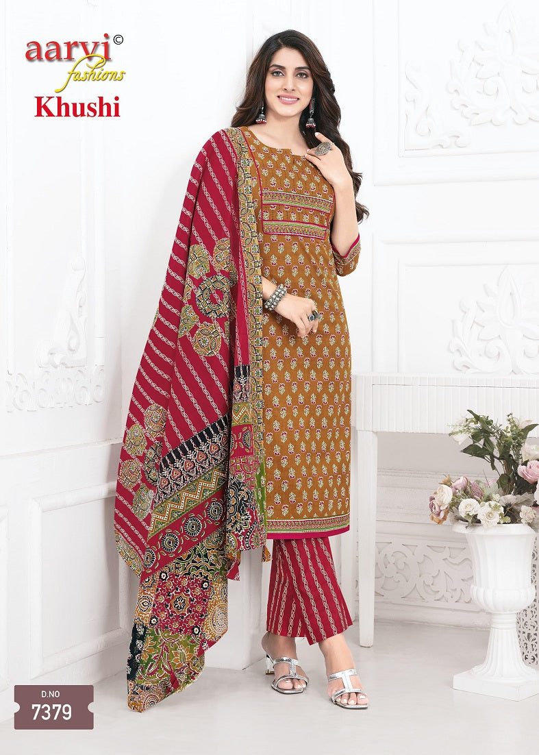 Khushi Vol 1 Ajrakh Style Aarvi Fashions Readymade Cotton Pant Suits Manufacturer Ahmedabad