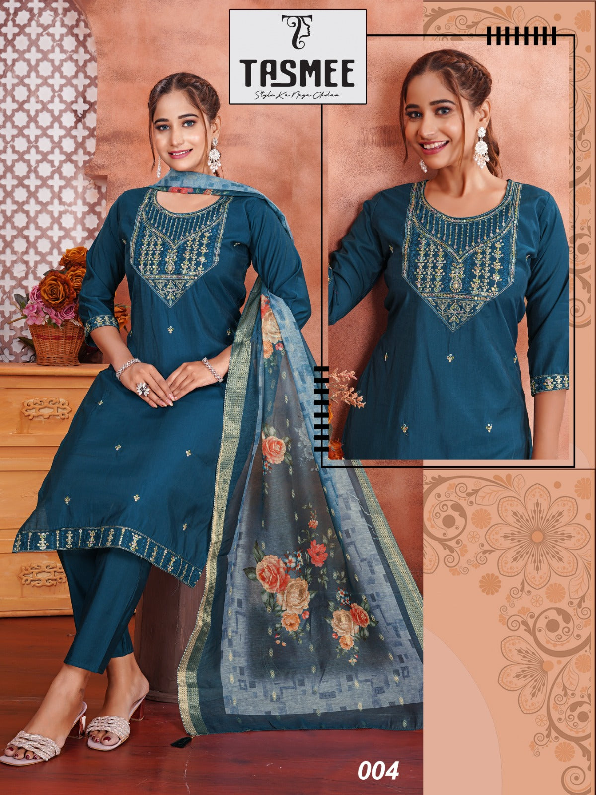 Khushi Vol 7 Tasmee Roman Silk Readymade Pant Style Suits Wholesale Rate