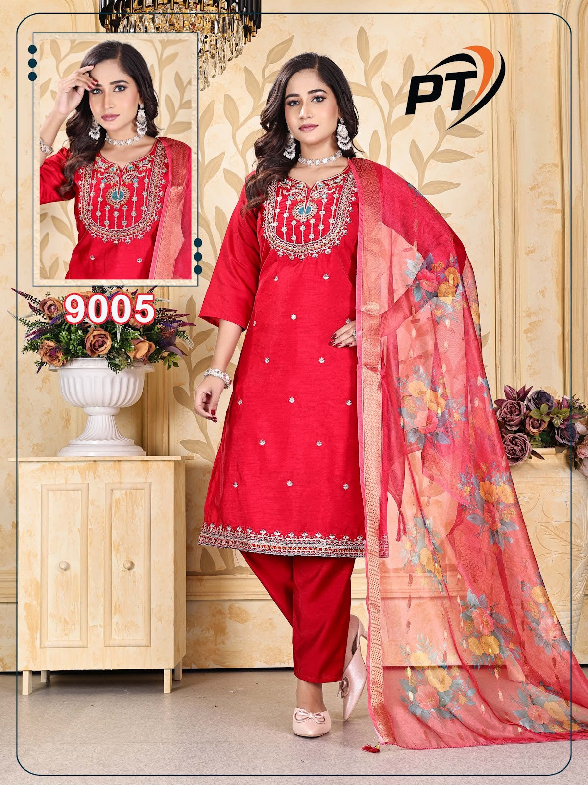 Khushi Vol 9 Pt Roman Silk Readymade Pant Style Suits Supplier India
