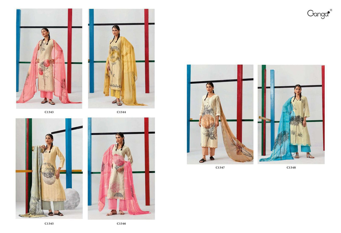 Khushnuma Ganga Linen Pant Style Suits Wholesaler Gujarat