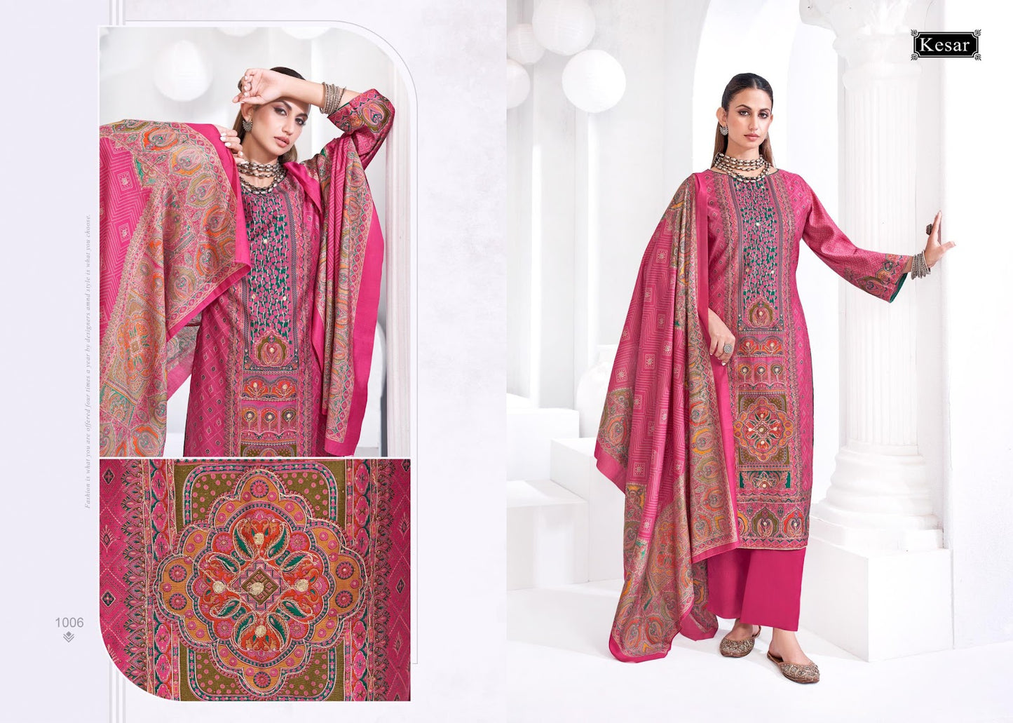 Khwaab Kesar Muslin Silk Pant Style Suits Wholesale Price