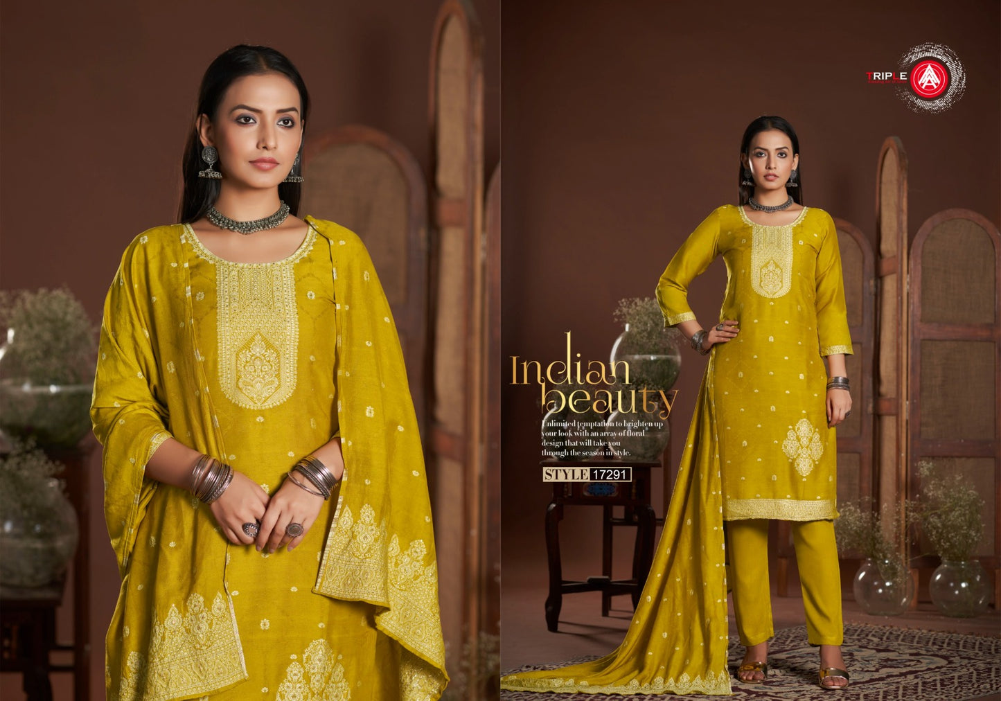 Kia Light Triple Aaa Muslin Jacquard Pant Style Suits Wholesale Rate