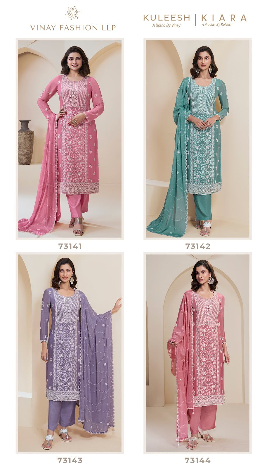 Kiara Kuleesh Vinay Fashion Llp Chinon Pant Style Suits Supplier Ahmedabad
