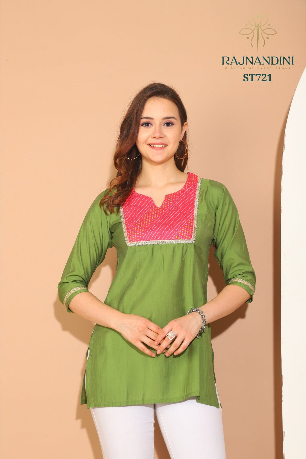 Kiara Rajnandini Roman Silk Short Kurtis Supplier Ahmedabad