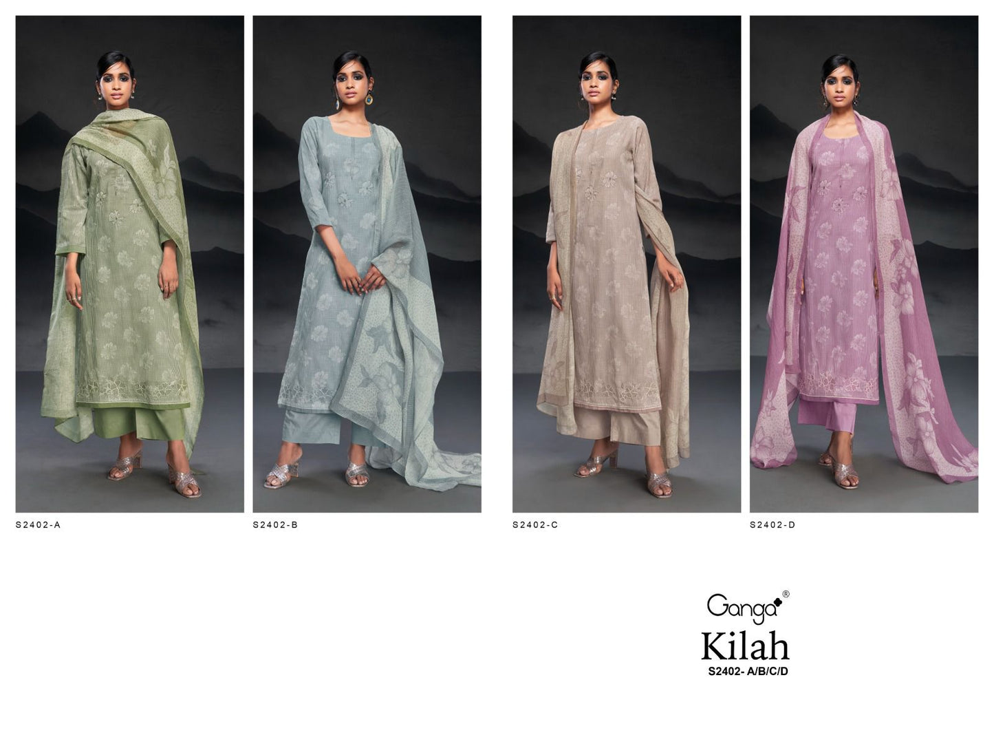 Kilah 2402 Ganga Cotton Linen Plazzo Style Suits Wholesale