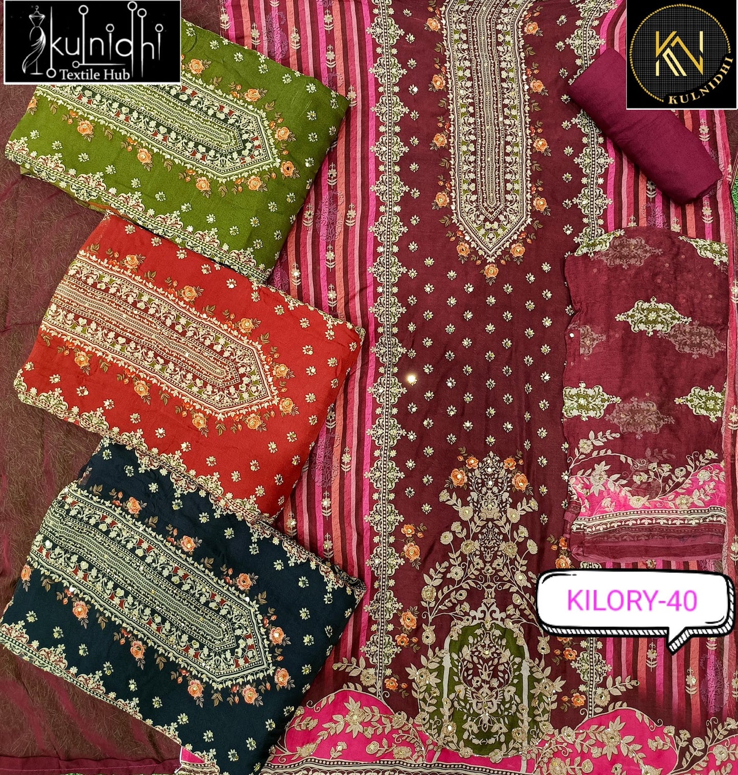 Kilory 39-40 Kulnidhi Organza Salwar Suits Exporter Ahmedabad