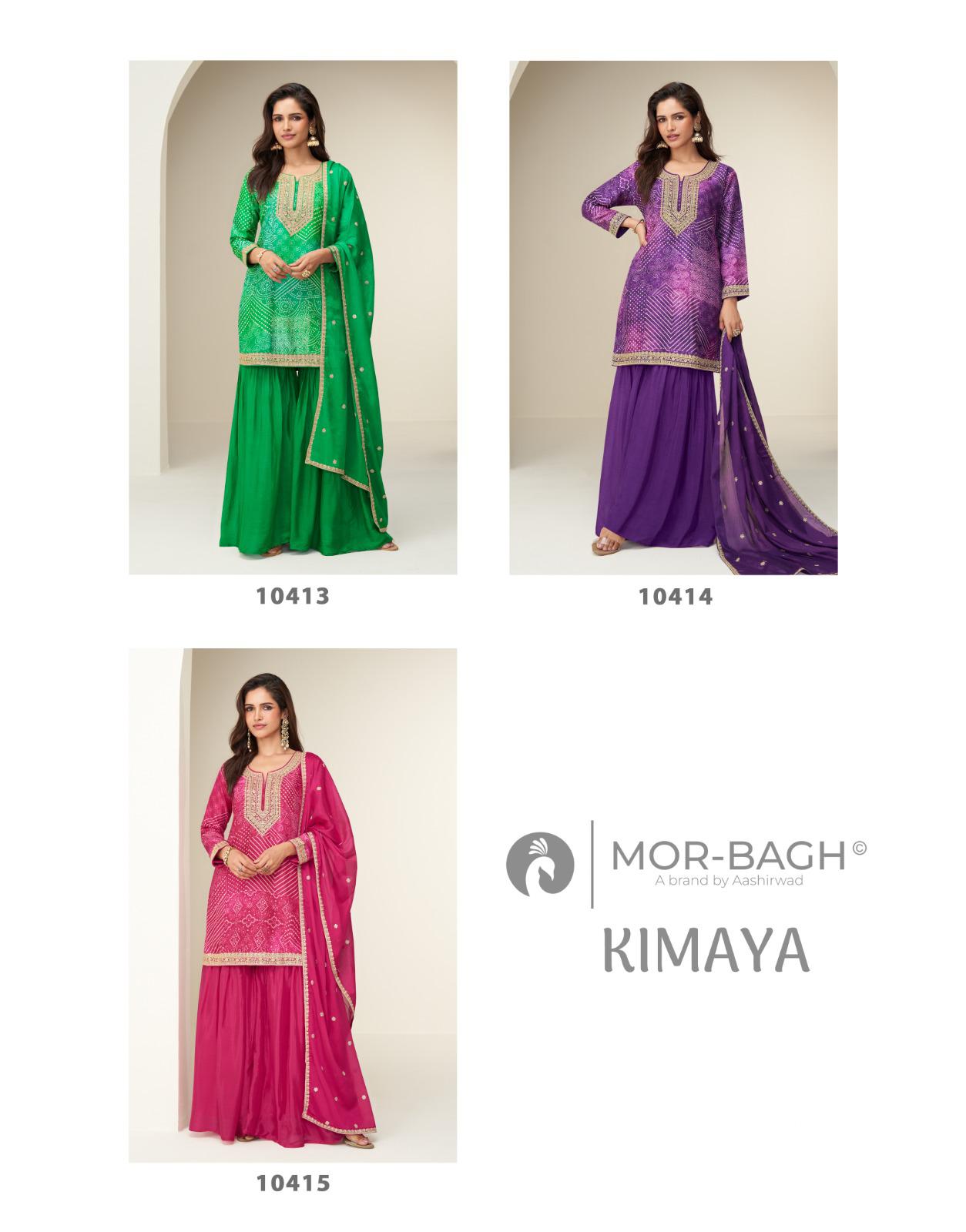 Kimaya Aashirwad Mor Bagh Chinon Silk Readymade Suits Manufacturer Ahmedabad