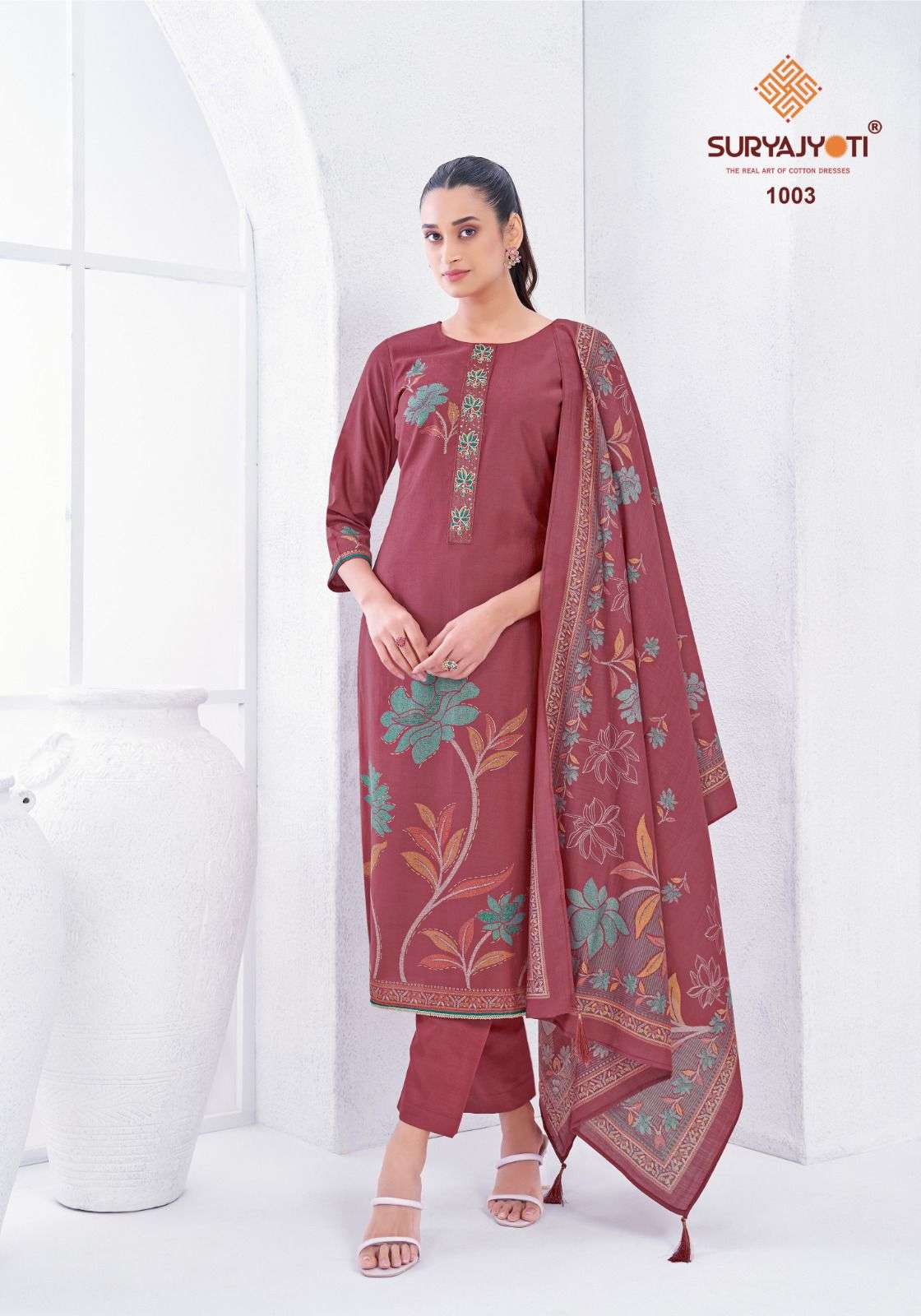 Kinal Vol 1 Suryajyoti Roman Pant Style Suits Wholesaler Ahmedabad