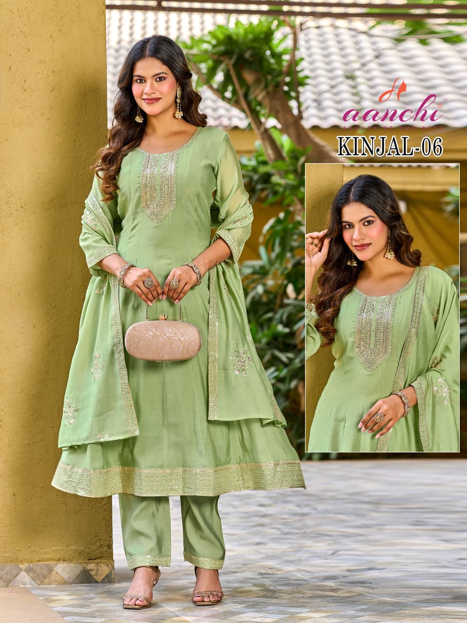 Kinjal Aanchi Mal Chanderi Readymade Anarkali Suits Wholesale Price