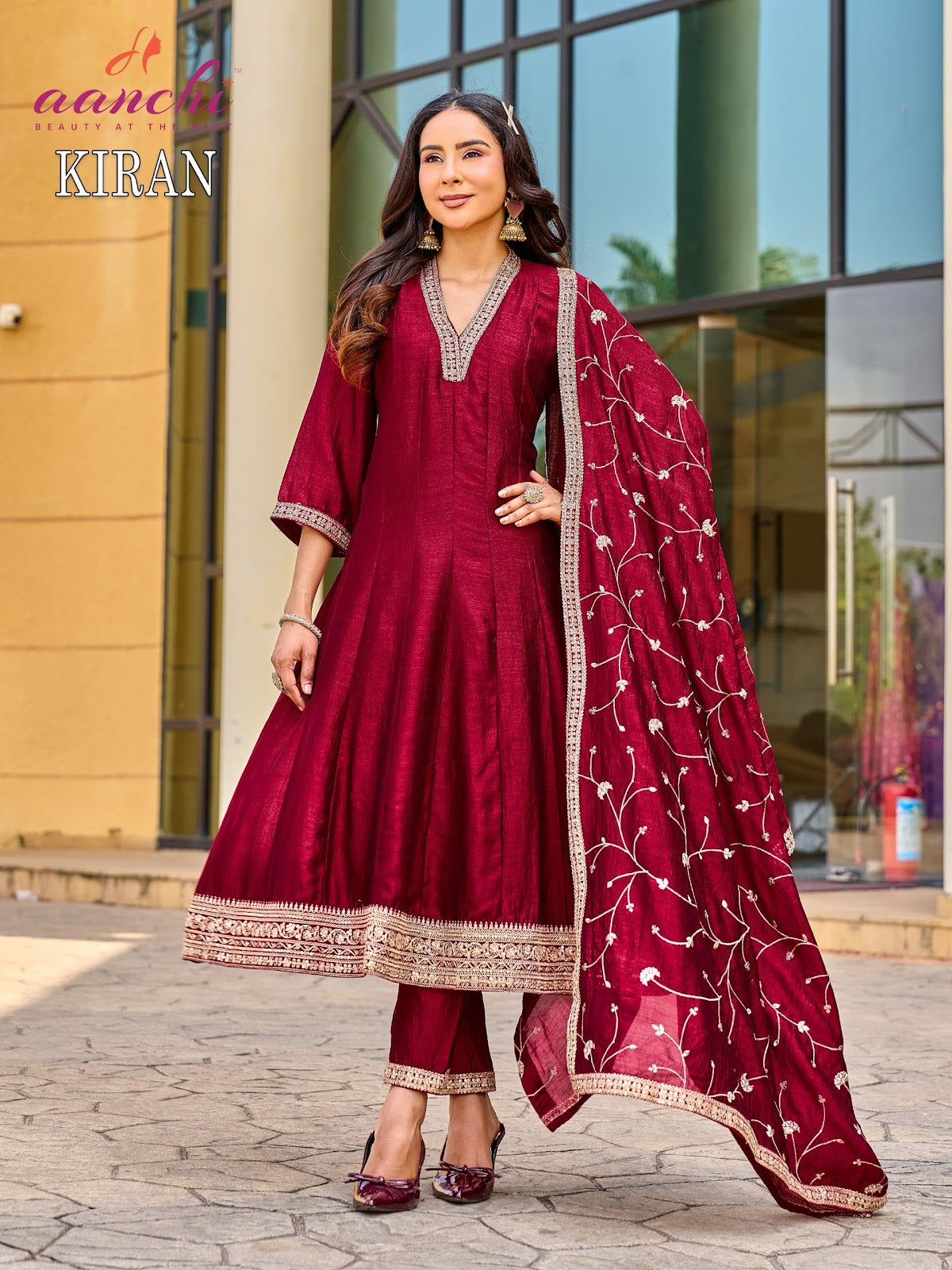 Kiran Aanchi Vichitra Silk Readymade Anarkali Suits Wholesaler India