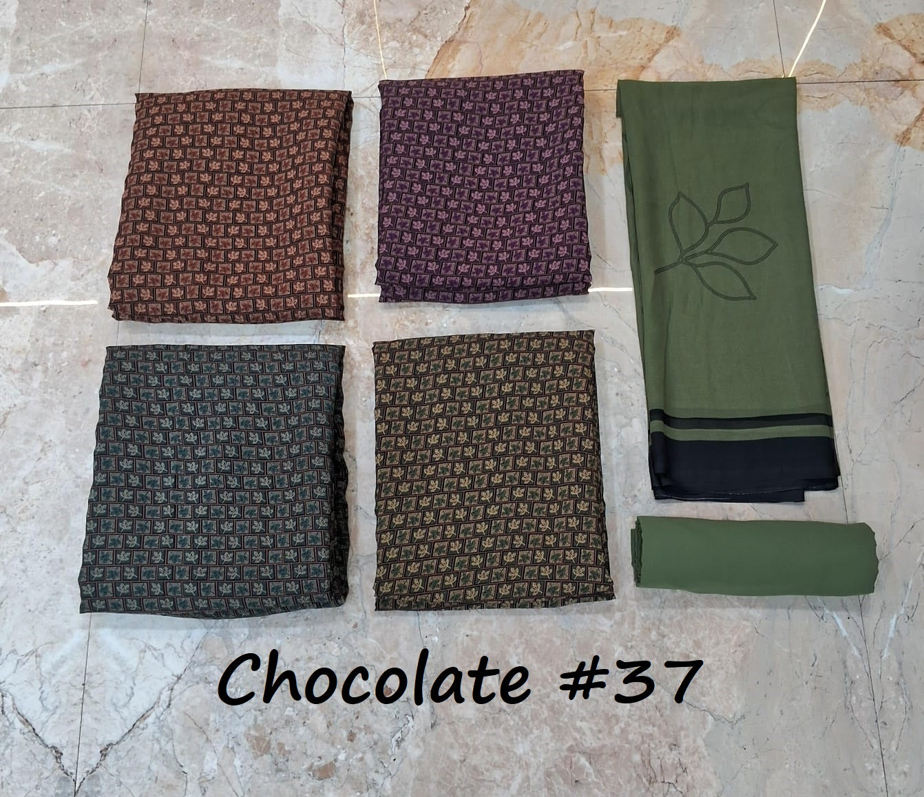 Kitkat Choclate Vishwam Fabrics Crape Pant Style Suits Manufacturer Gujarat