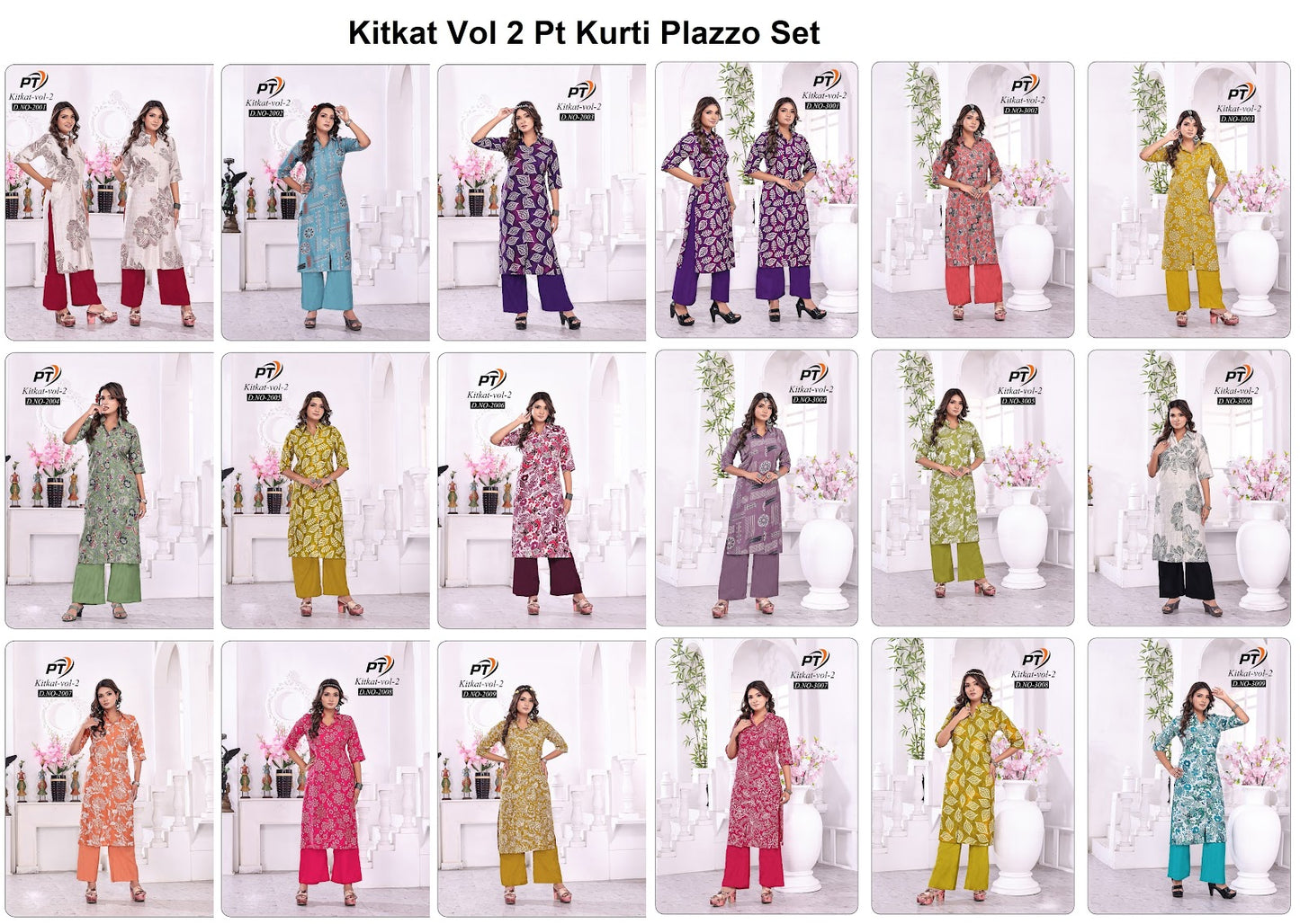 Kitkat Vol 2 Pt Vertican Kurti Plazzo Set Exporter Gujarat
