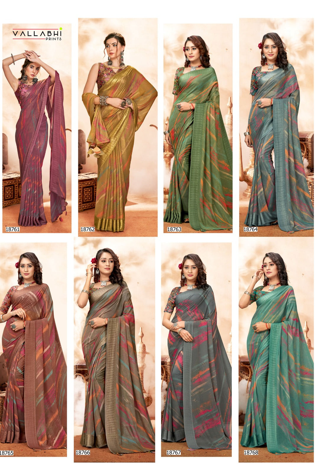 Kizza Vol 3 Vallabhi Prints Simmer Georgette Sarees Exporter Gujarat