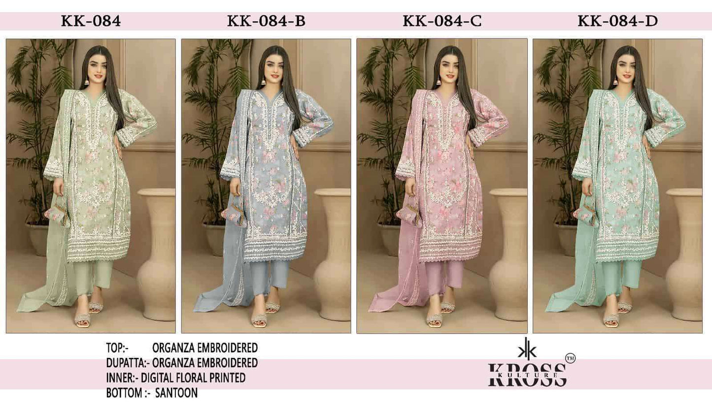 Kk 084 Kross Kulture Organza Pakistani Salwar Suits Supplier