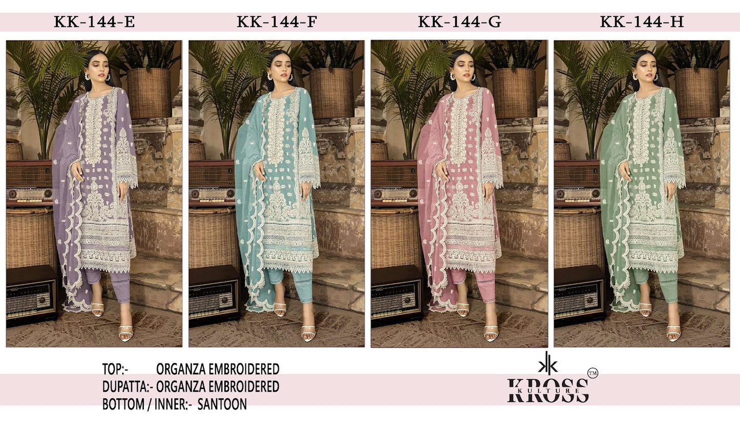 Kk 144 Efgh Kross Kulture Organza Pakistani Salwar Suits Wholesaler Ahmedabad