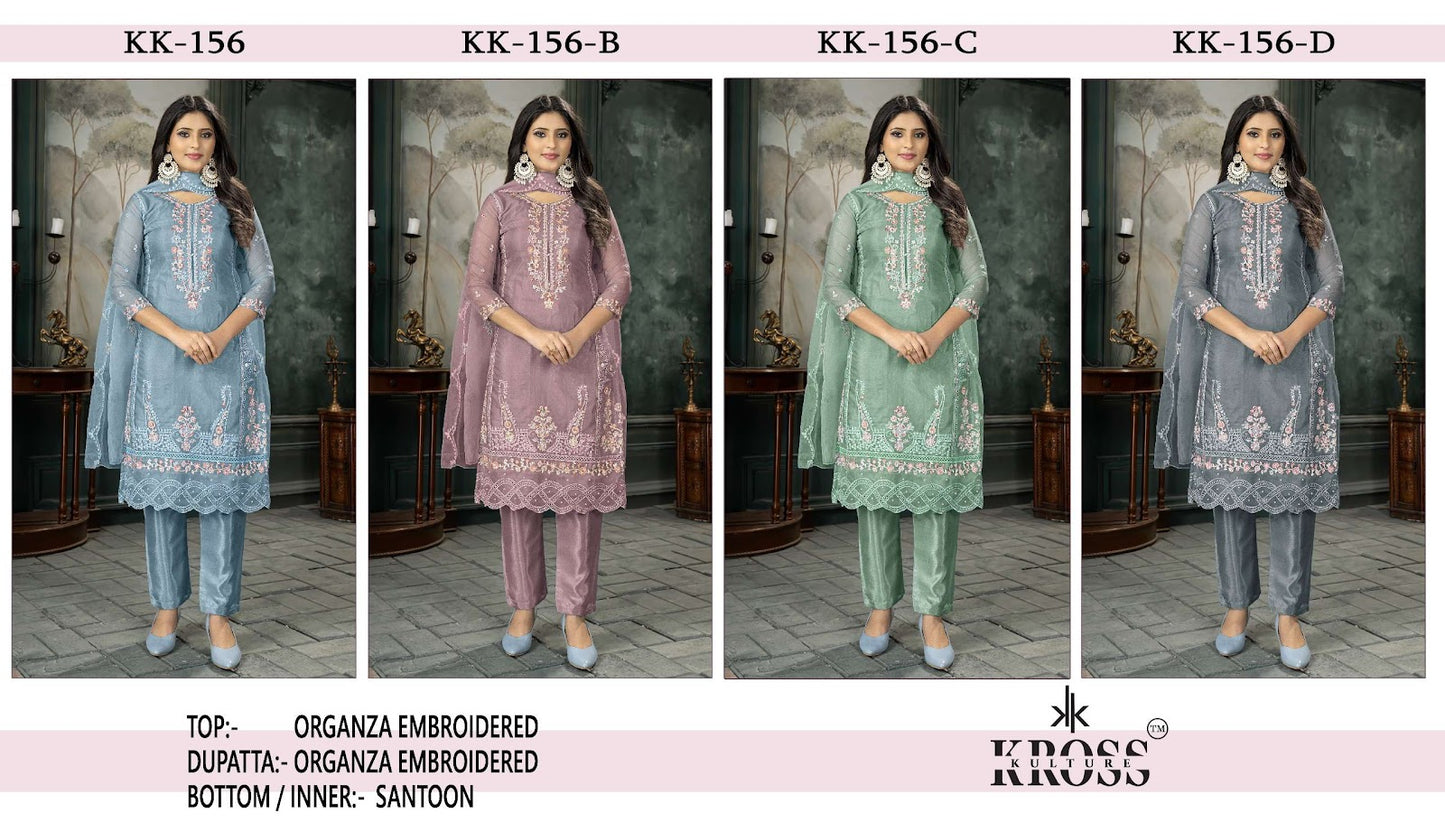 Kk 156 Kross Kulture Organza Pakistani Salwar Suits Supplier Gujarat