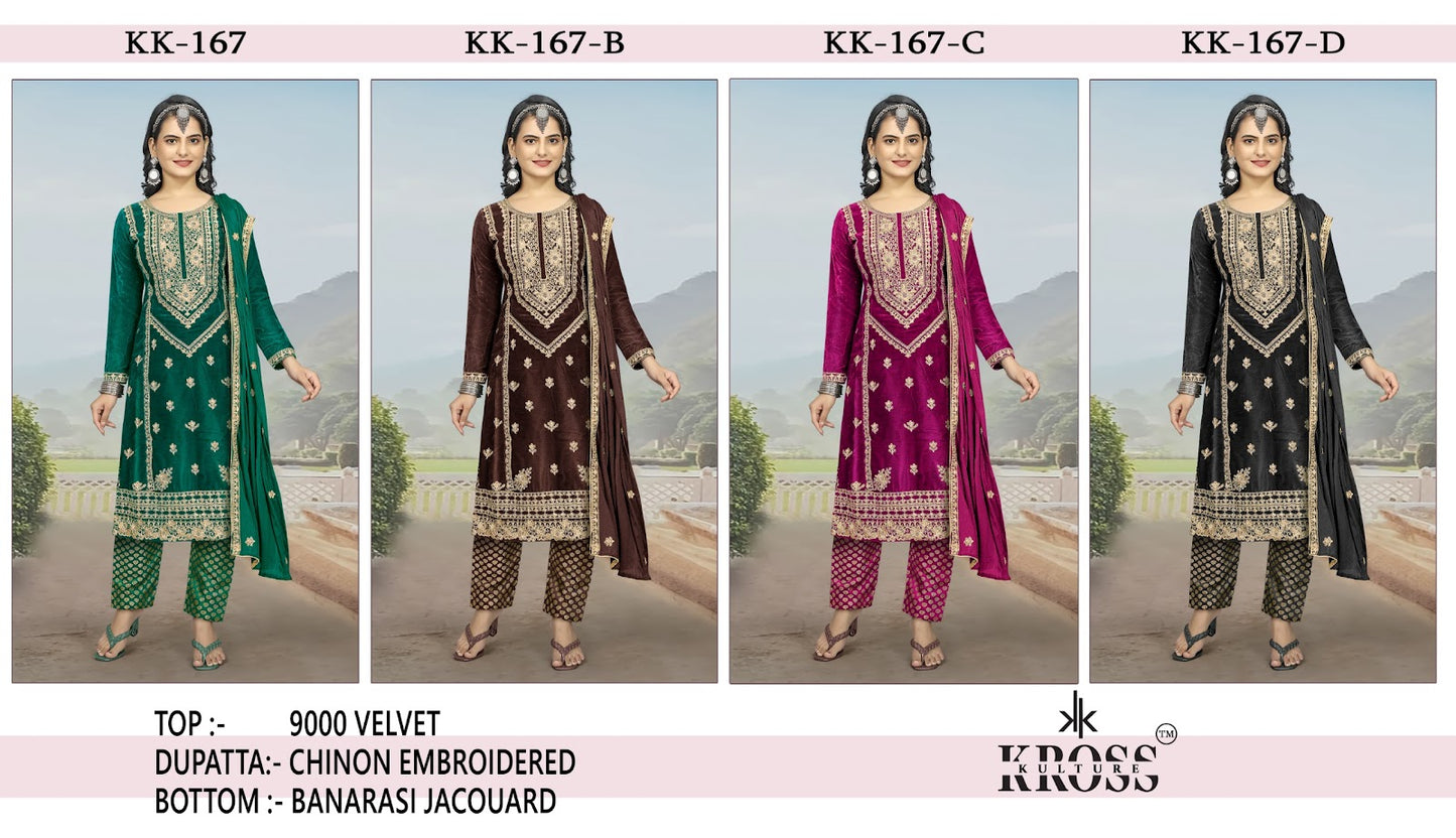 Kk 167 Bcd Kross Kulture Velvet Suits Supplier India