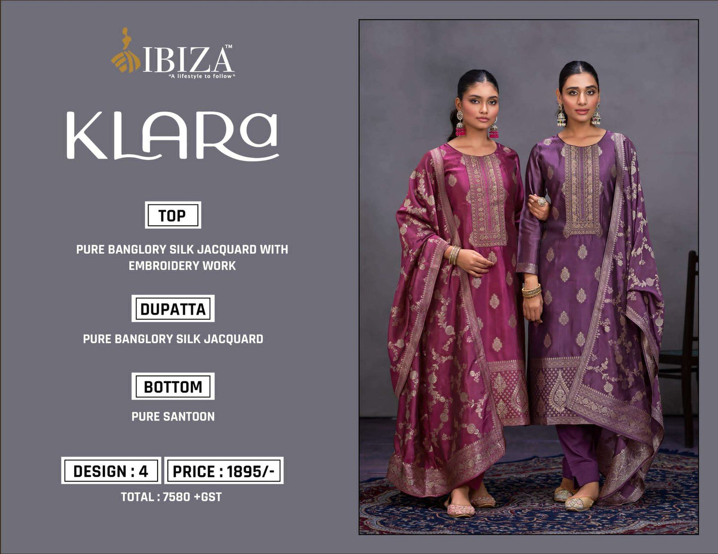 Klara Ibiza Banglori Silk Pant Style Suits Manufacturer Gujarat