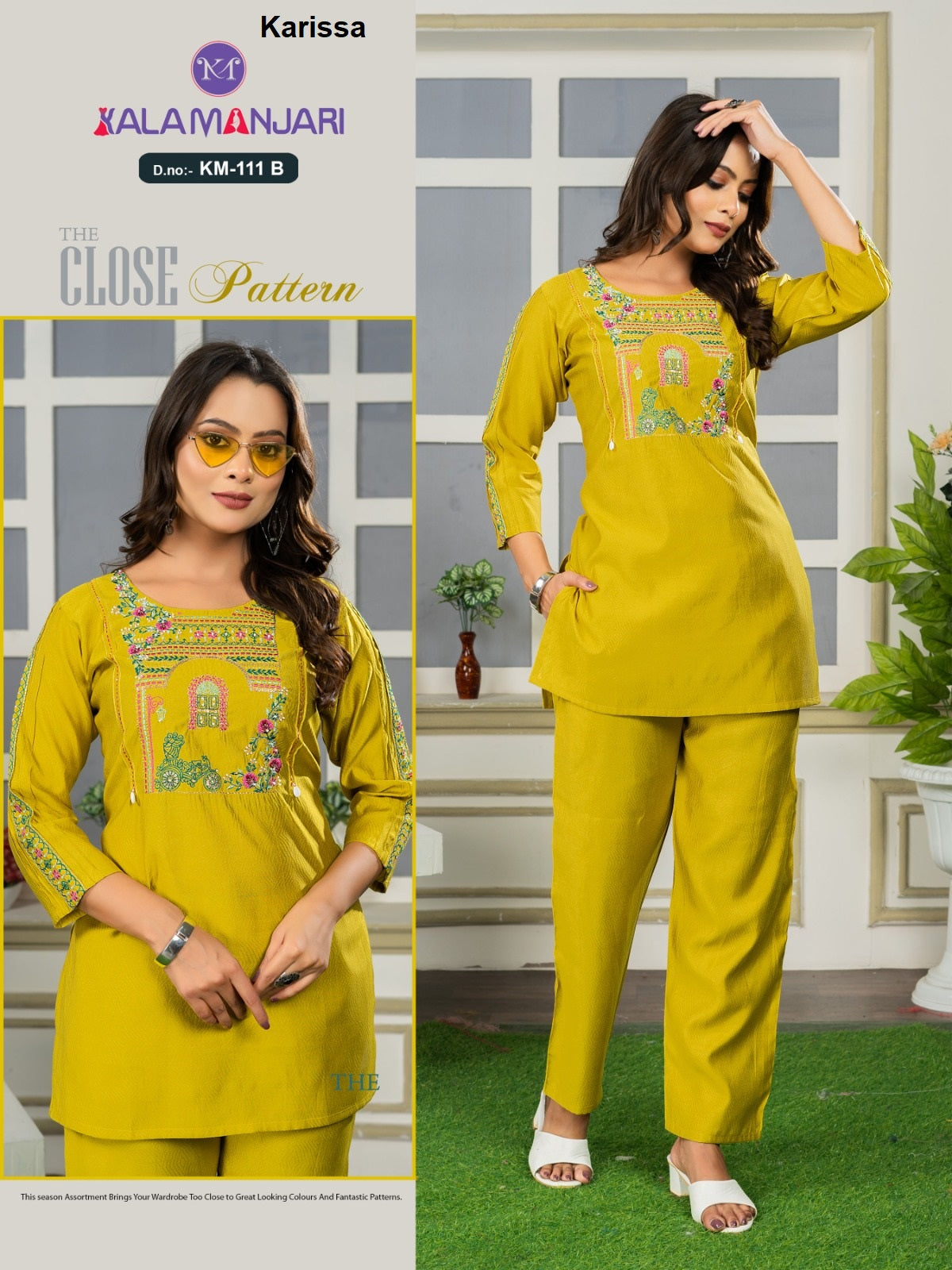 Km 111 Ab Kalamanjari Karissa Viscose Weaving Co Ord Set Supplier India