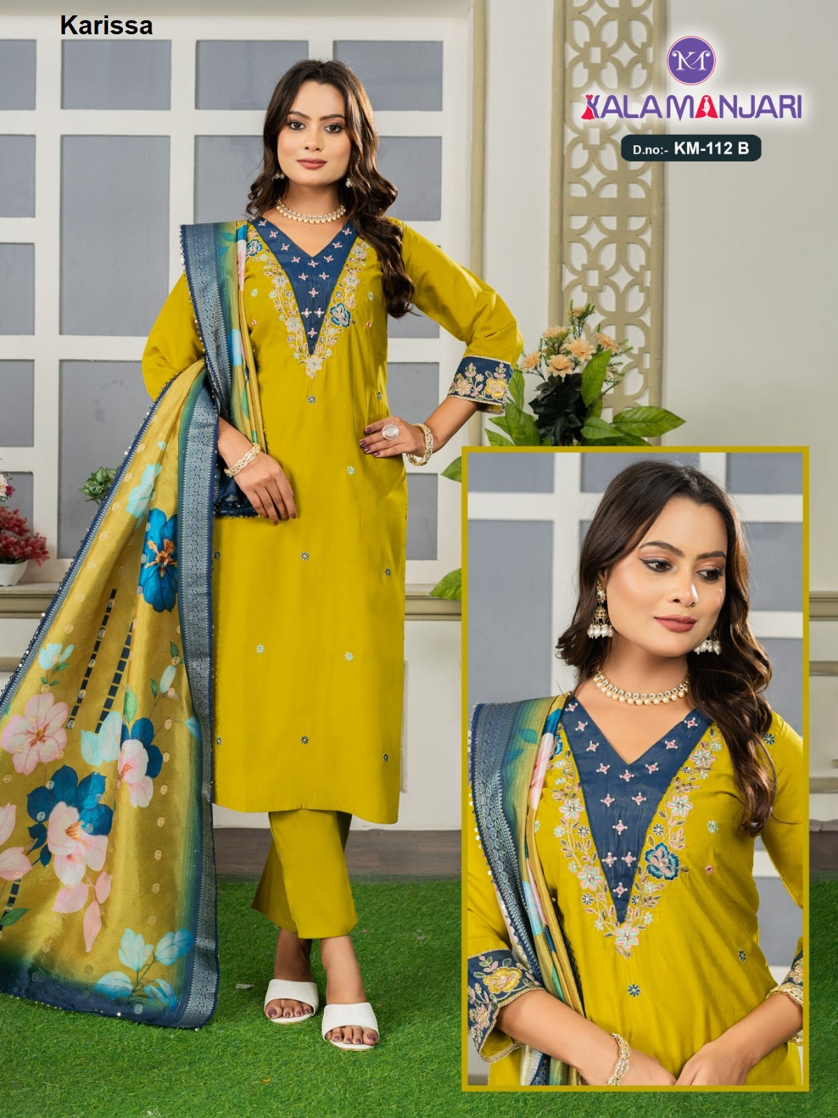 Km 112 Ab Kalamanjari Karissa Viscose Readymade Pant Style Suits Manufacturer India