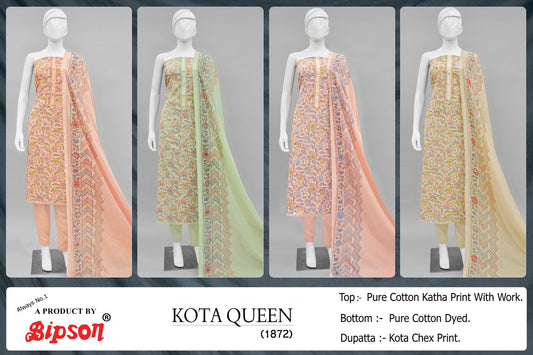 Kota Queen 1872 Bipson Prints Pure Cotton Pant Style Suits Wholesaler