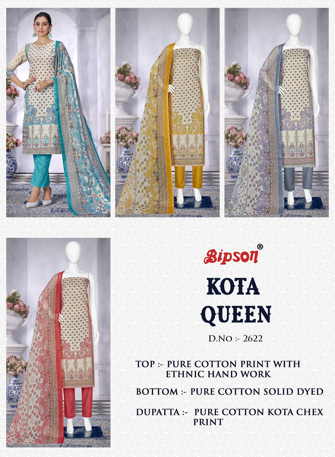 Kota Queen 2622 Bipson Prints Pure Cotton Pant Style Suits