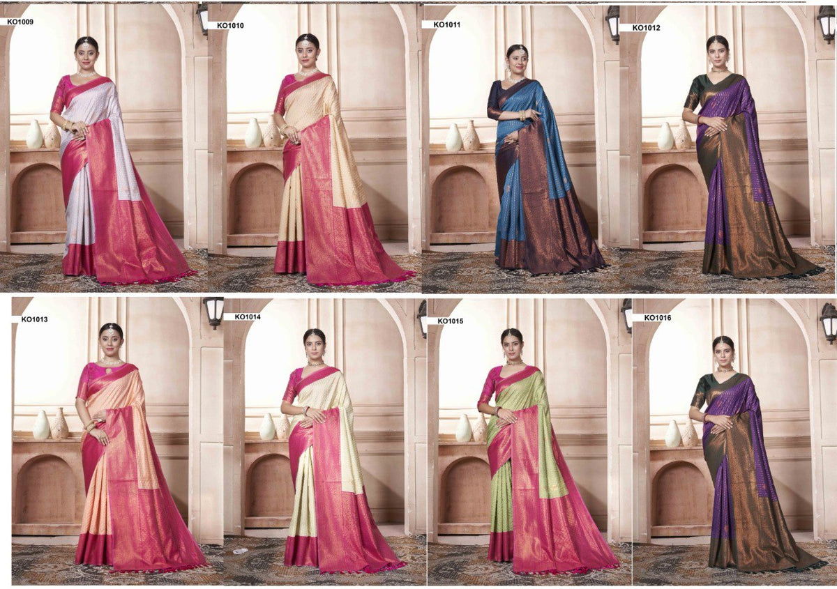 Koyal Ko1001 To Ko1016 3 Of Kanjivaram Silk Sarees Supplier