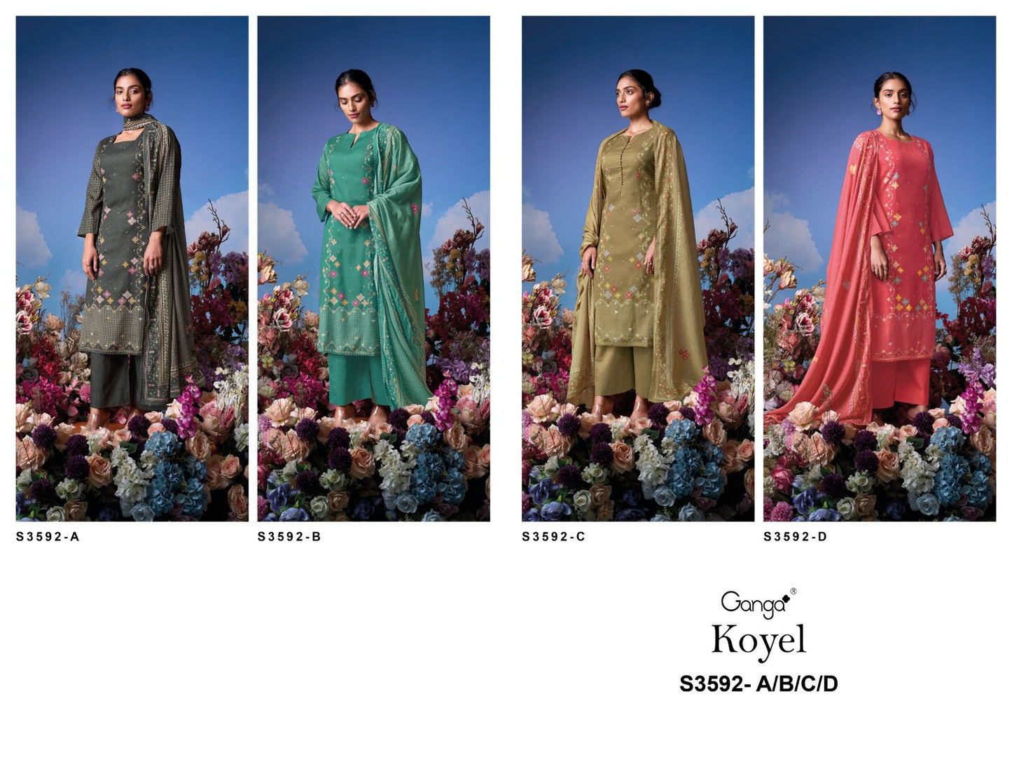 Koyel 3592 Ganga Premium Plazzo Style Suits Wholesaler