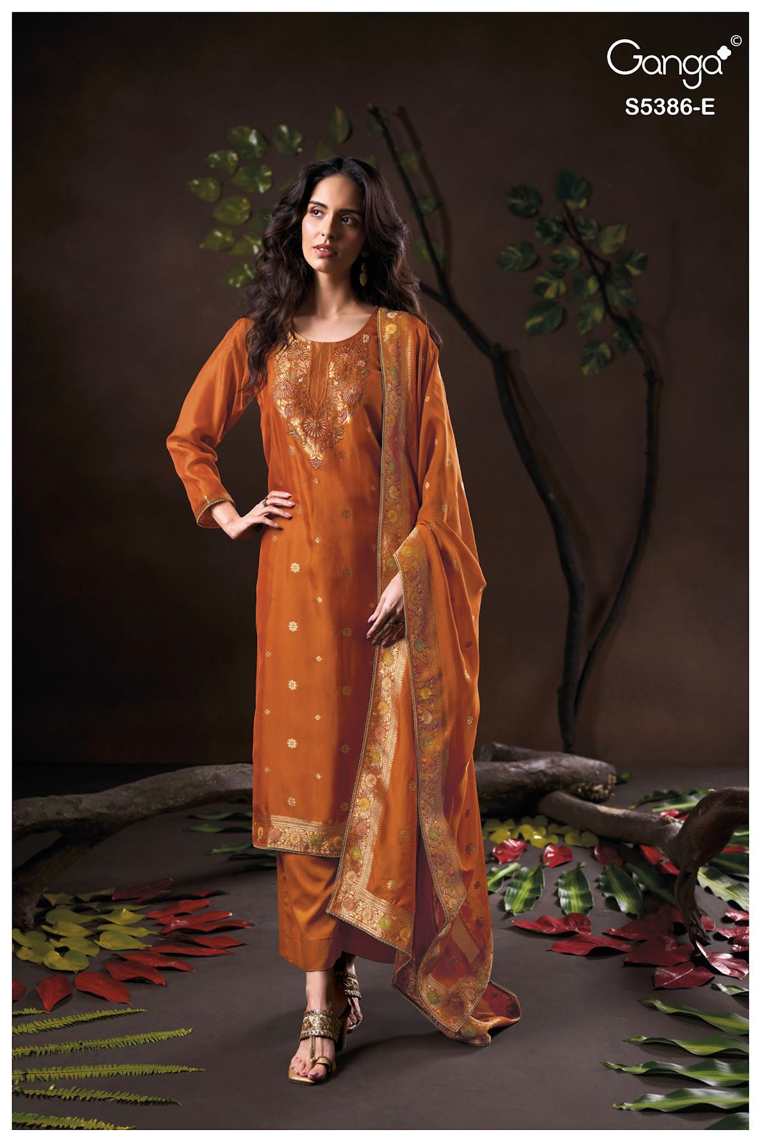 Krista S5386 Ganga Woven Silk Plazzo Style Suits Manufacturer Ahmedabad