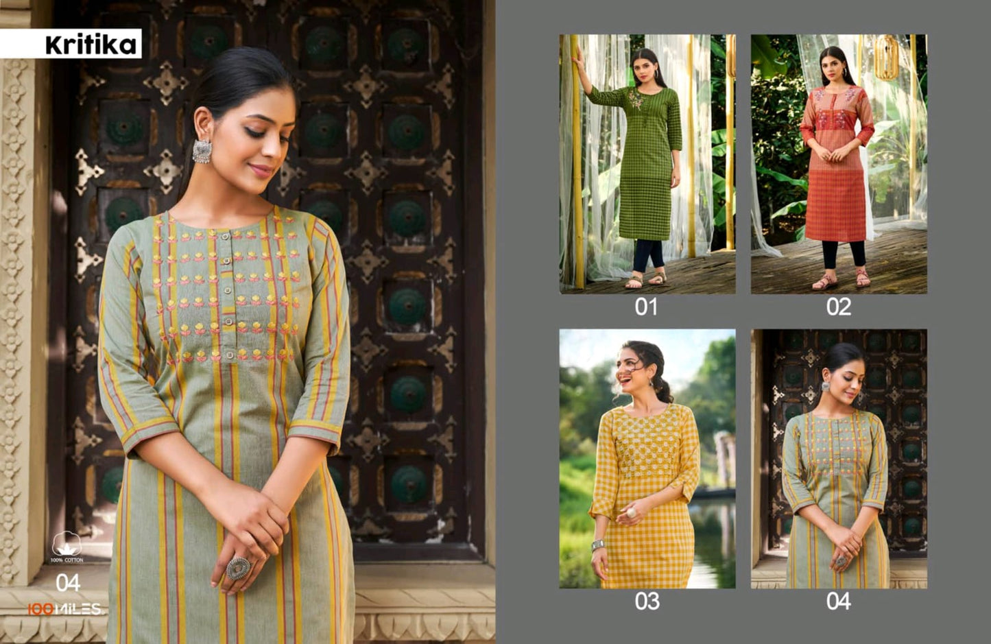 Kritika 100 Miles Cotton Long Straight Kurti Manufacturer India