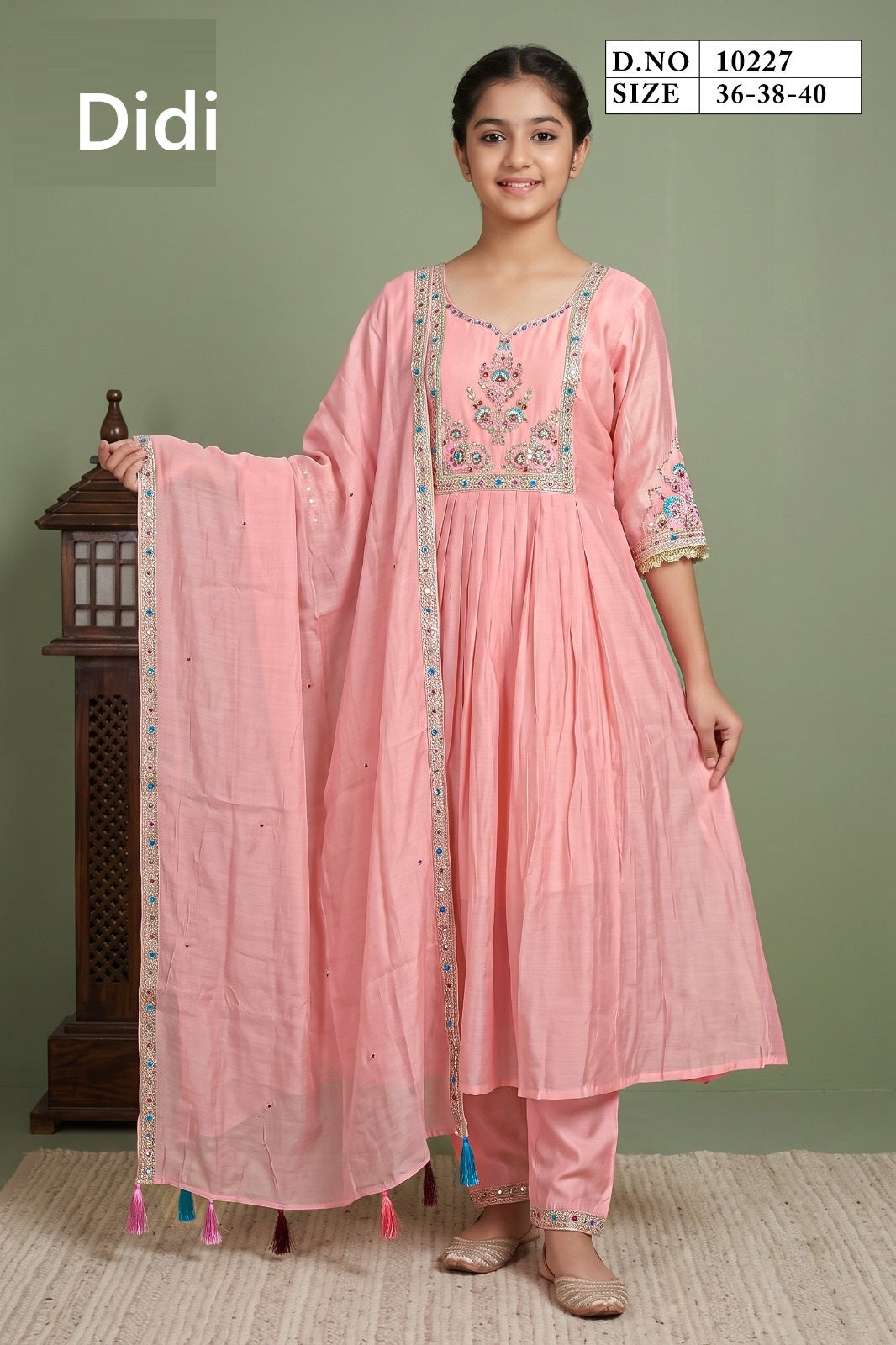 Kritika Dn 10227 Didi Chanderi Girls Readymade Anarkali Suits Wholesaler Gujarat