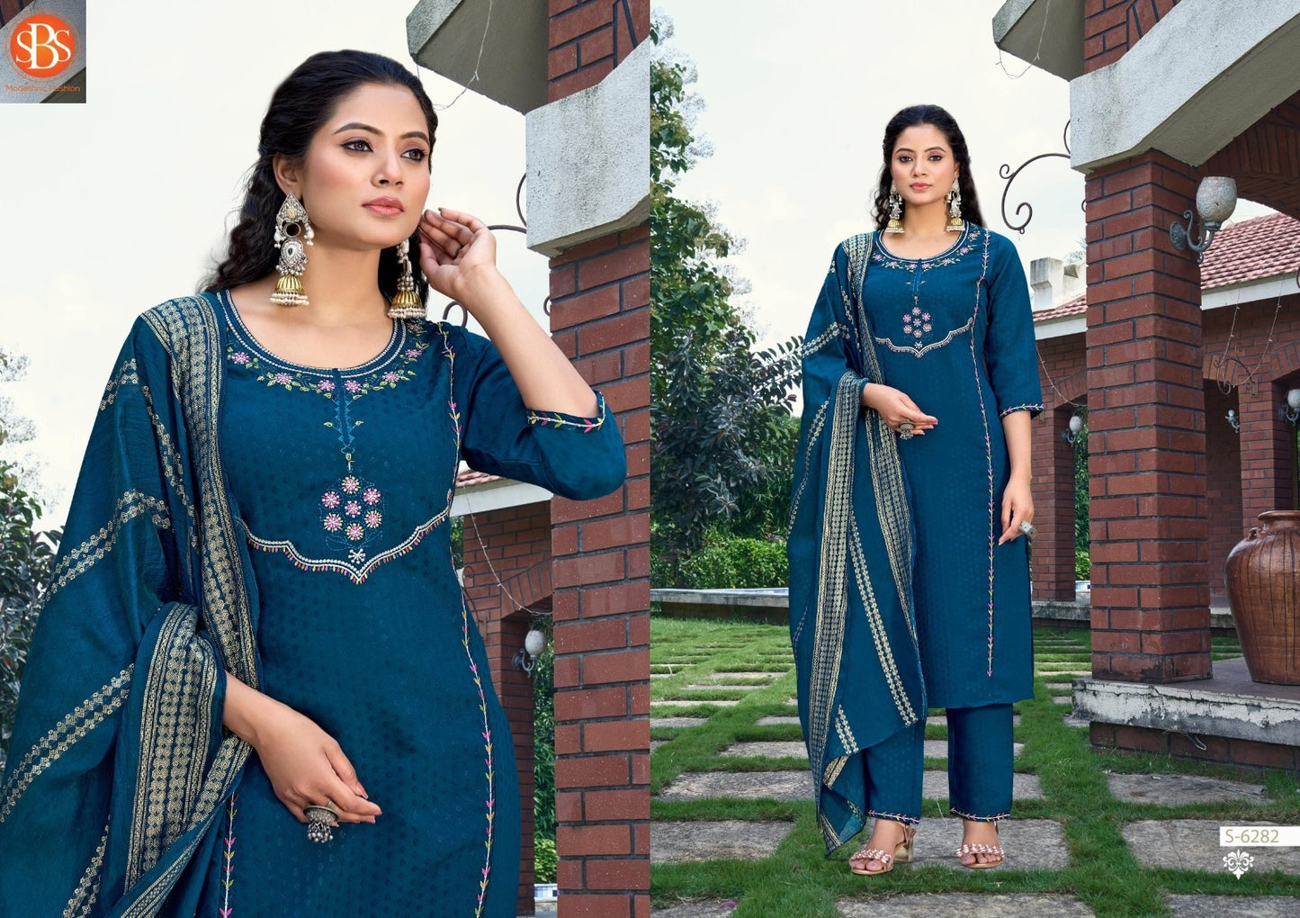 Kritika Sbs Dobby Readymade Cotton Pant Suits Wholesaler