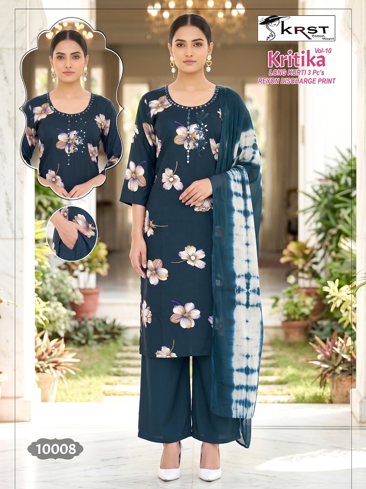 Kritika Vol 10 Krst Rayon 14Kg Readymade Plazzo Style Suits Wholesale