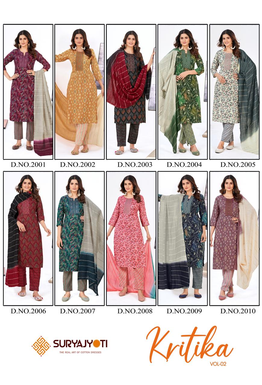 Kritika Vol 2 Suryajyoti Rayon Readymade Pant Style Suits