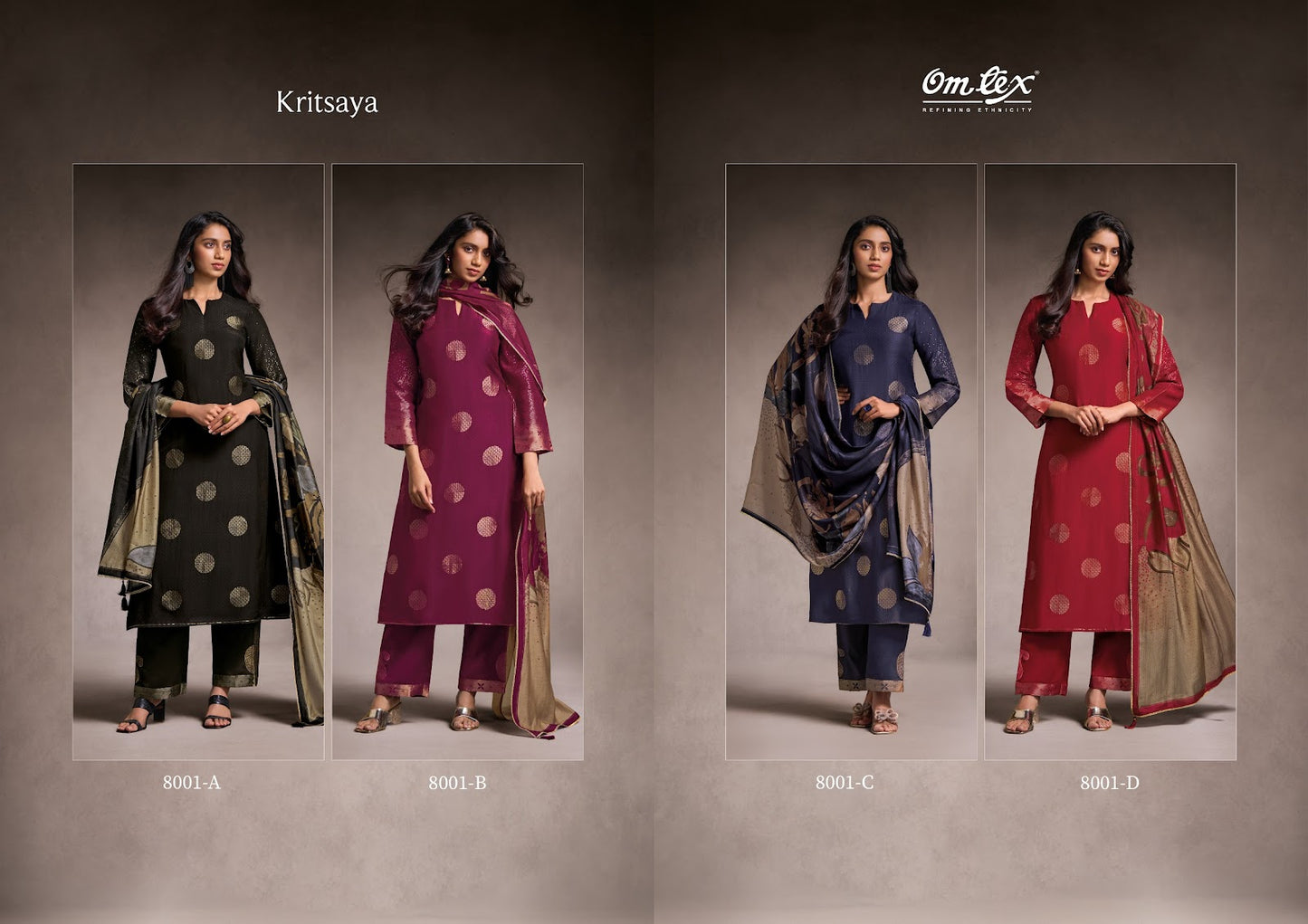 Kritsaya Omtex Muslin Jacquard Pant Style Suits Wholesaler India