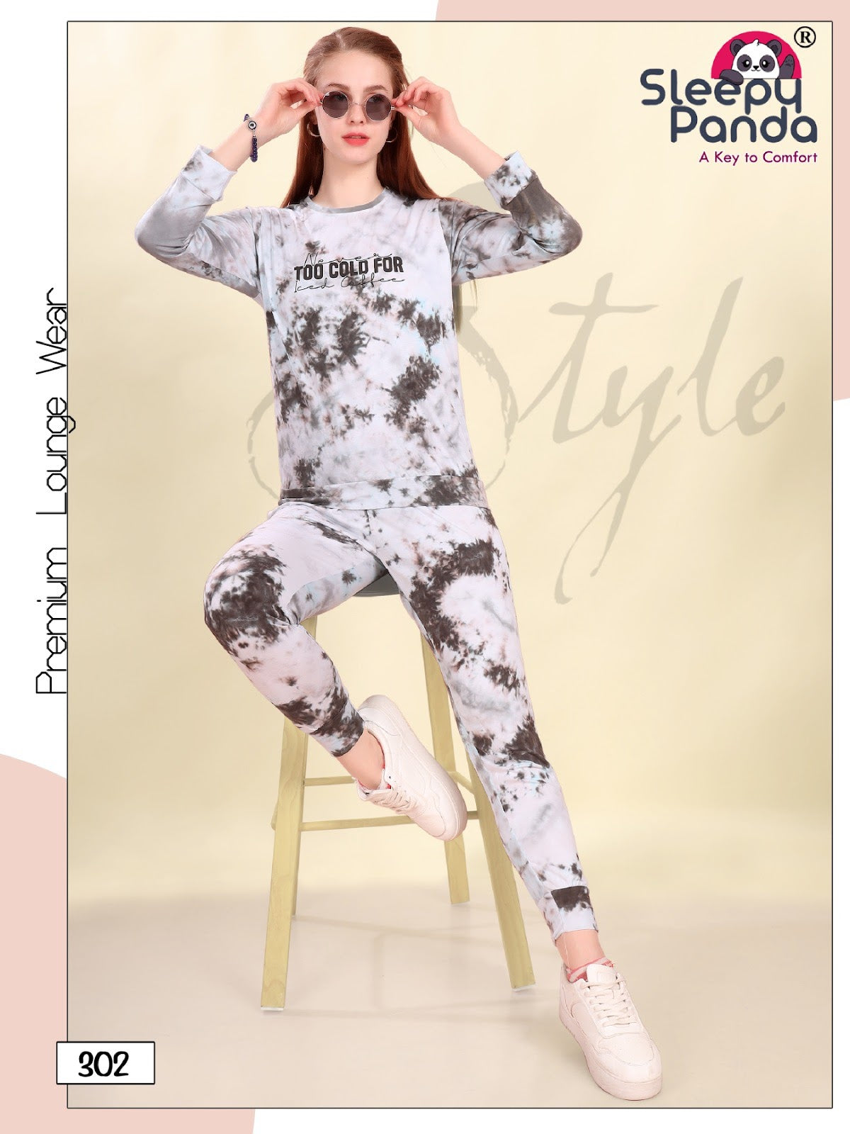 Krupa 302 Sleepy Panda Tie Dye Joggers Night Suits Wholesaler India