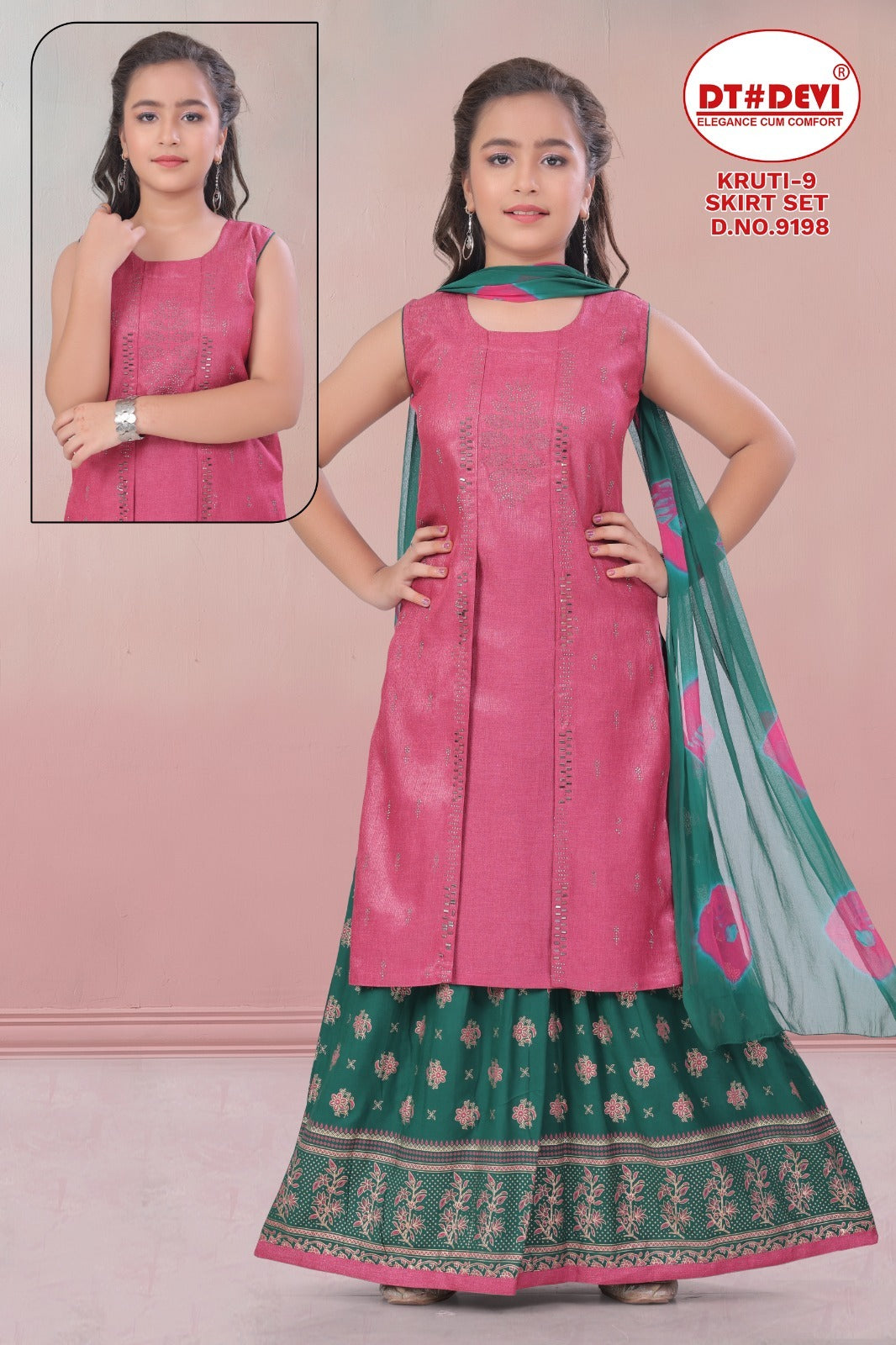 Kruti 9 Dn 9198 Dt Devi Khadi Girls Readymade Skirt Style Suits Exporter Gujarat