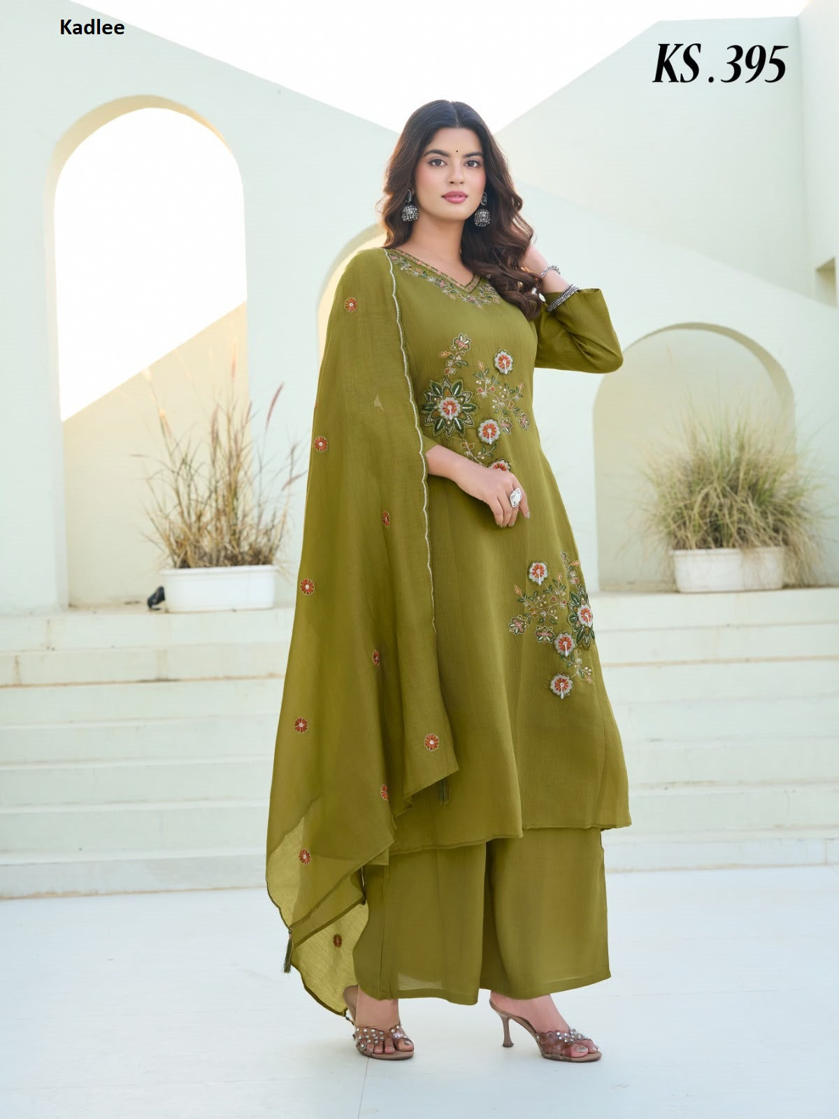Ks 394-395-396 Kadlee Coral Silk Readymade Anarkali Suits Wholesale
