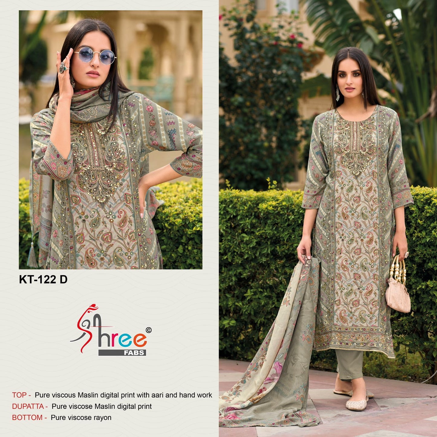 Kt 122 Shree Fabs Viscose Muslin Pakistani Salwar Suits Exporter