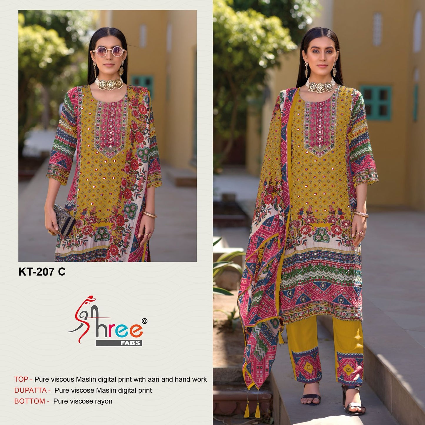 Kt 207 Shree Fabs Viscose Muslin Karachi Salwar Suits Manufacturer