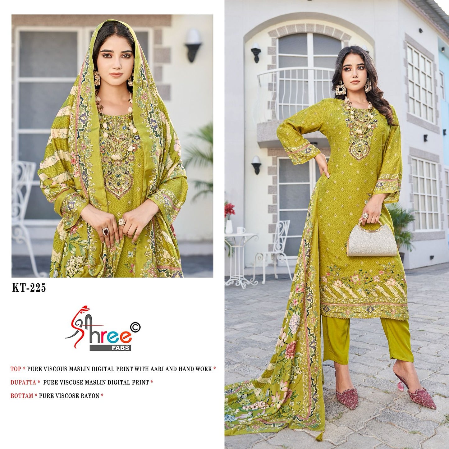 Kt 225 Shree Fabs Viscose Muslin Karachi Salwar Suits Manufacturer Gujarat